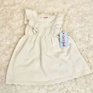 Cat & Jack Girls'‎ Toddler Sweater Ruffle Dress Cream NWT